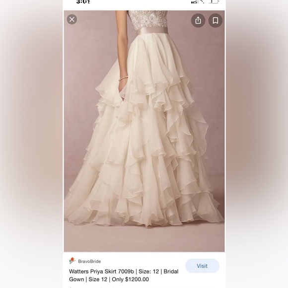 SOLD Watters Bridal WEDDING SKIRT “PRIYA” TAGS GORGEOUS FLOWY ORIG $1500 SOLD - Picture 3 of 9